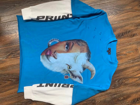 Nicki Minaj GOAT Blue Long Sleeve Shirt by PRIINT