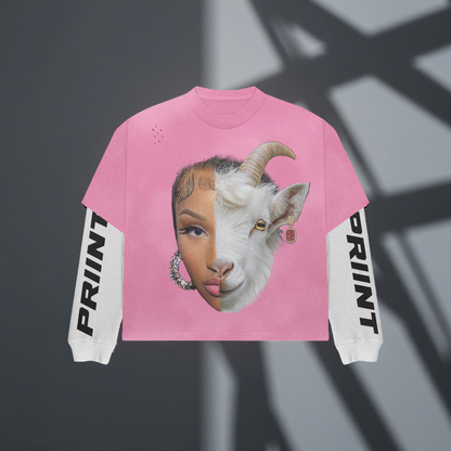Nicki Minaj GOAT Pink Long Sleeve Shirt by PRIINT