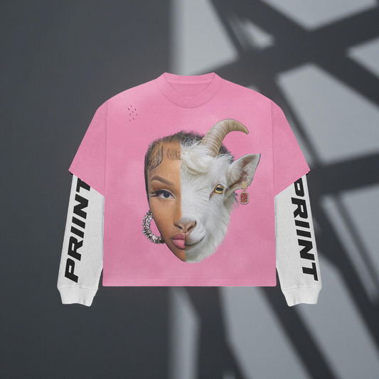 Nicki Minaj GOAT Pink Long Sleeve Shirt by PRIINT