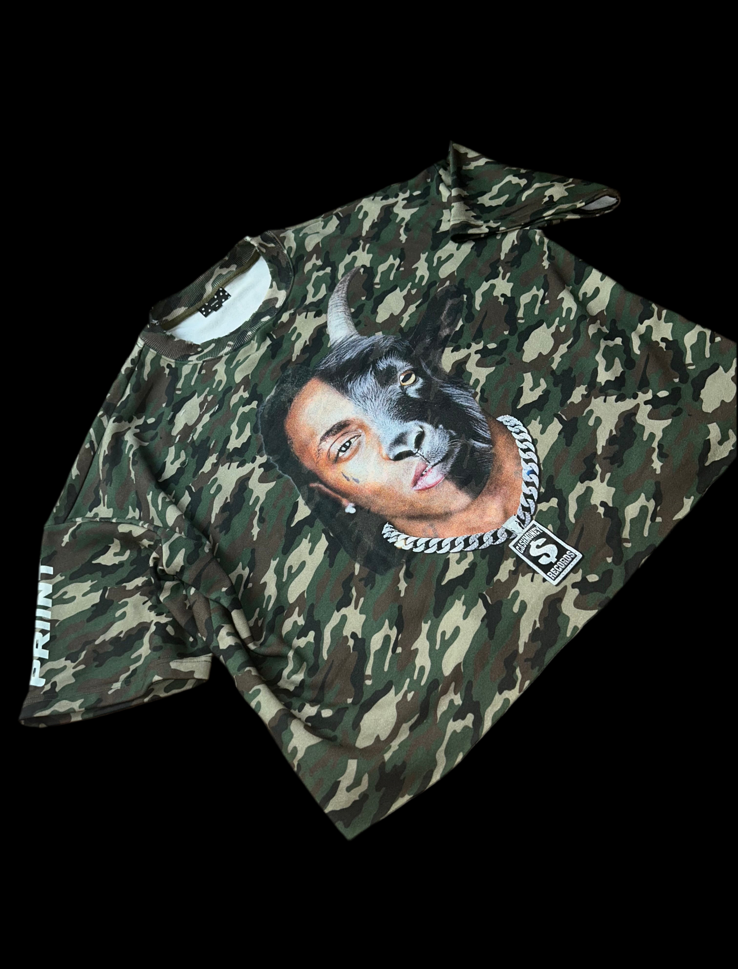 Lil Wayne GOAT Cash Money Army camo slightly cropped Tee