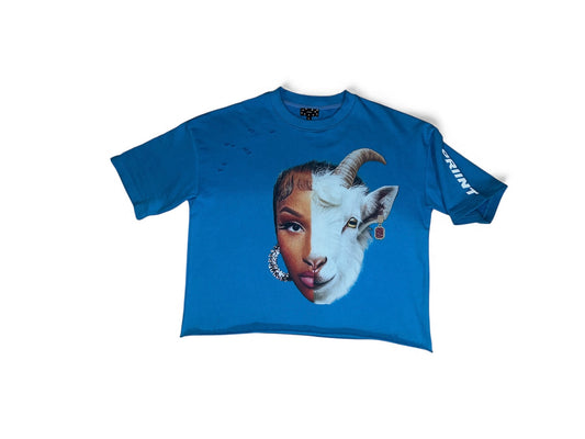Nicki Minaj GOAT Slightly Cropped Barbie Blue Tee
